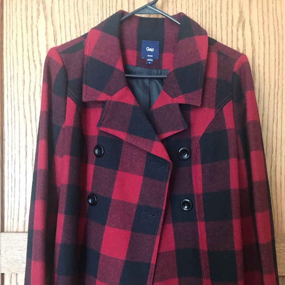 GAP red and black peacoat